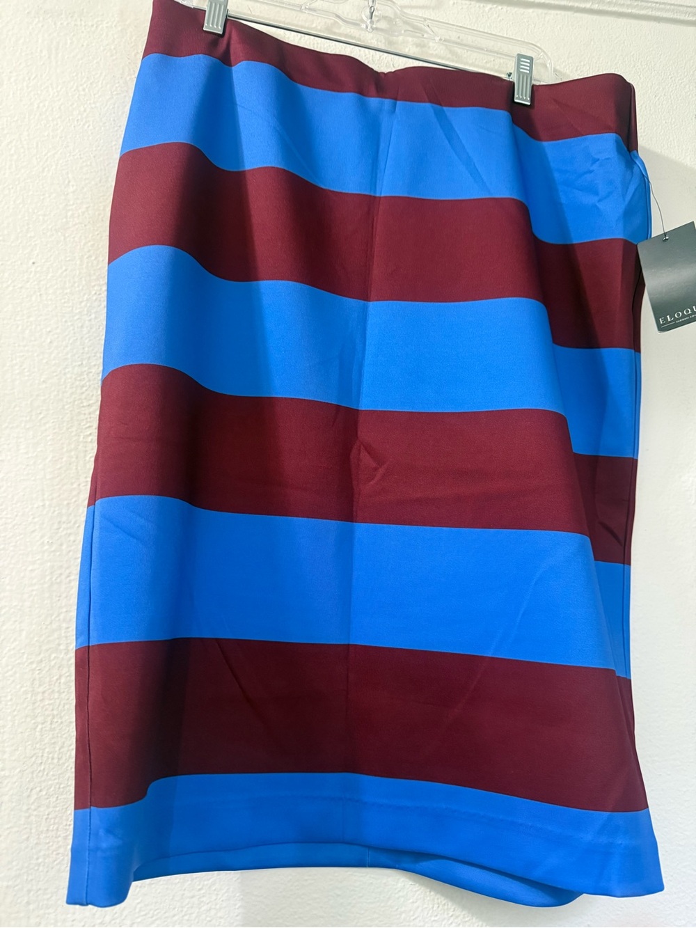 Eloquii Blue and Burgundy Striped Skirt